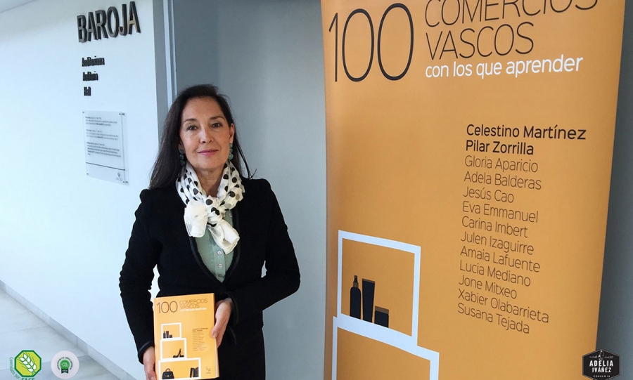 Adelia Iváñez en la obra 100 comercios vascos con los que aprender