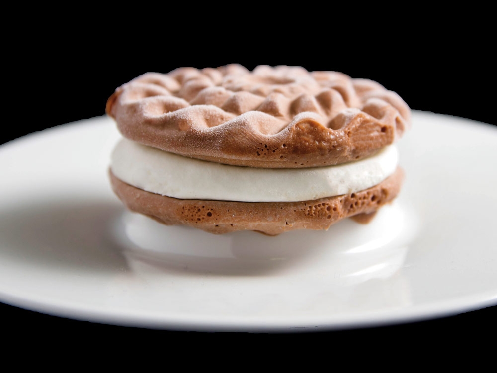 Galleta helada de chocolate, avellana y crema de leche